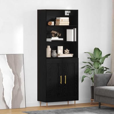 vidaXL - Highboard - Zwart - Eiken - 69,5 - x - 34 - x - 180 - cm - Bewerkt - hout