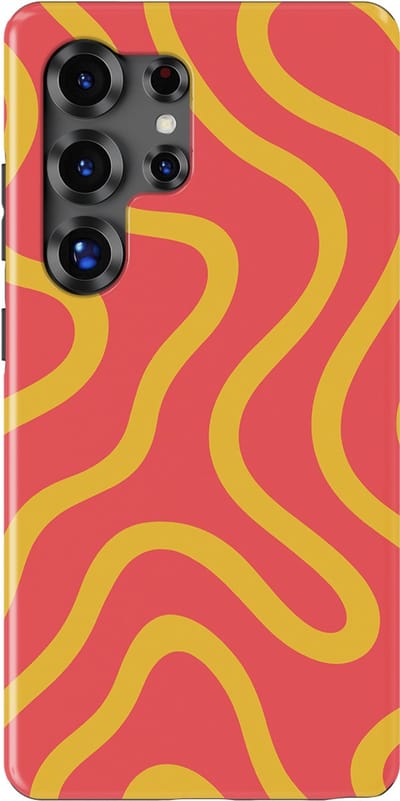 DripCase Curvy Lines Hoesje Samsung Galaxy S25 Ultra | Backcover met Mag | Design Tough Case Samsung Galaxy S25 Ultra Sunburst Drift