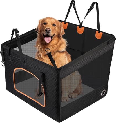 Honden Autostoel - Reis Zitje - Veilig Reizen - Extra Ruimte - 72 x 62 cm - Zwart Oranje