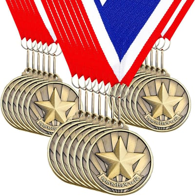 Award Medailles - Gouden Prijzen - Wedstrijden Belonen - Sterke Metalen Kwaliteit - 5cm Diameter - Goud met Lint