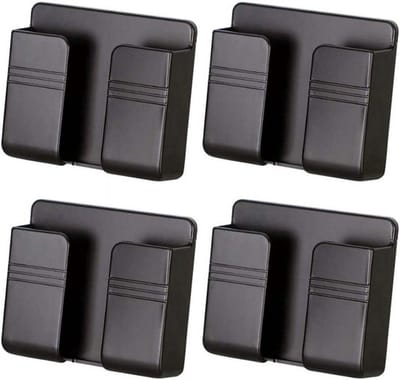 Set van 4 wandgemonteerde telefoonopladers, zwarte zelfklevende wandhouder, geschikt voor opladers, douchebedden, muren, enz. Zwart.