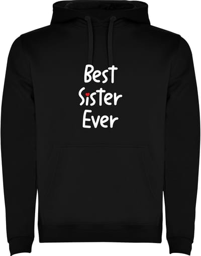 Zwarte hoodie De allerbeste Zus met hartje - Best Sister Ever Maat M