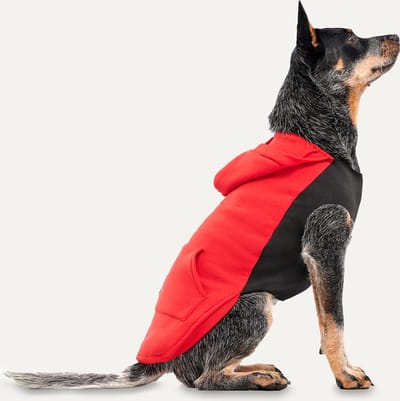 Goo-eez Kangaroo Fleece Hoodie Hond - Zachte Pluche Voering - XS - Ruglengte 29 cm - Hondenhoodie - Eenvoudig Aantrekken - Rood