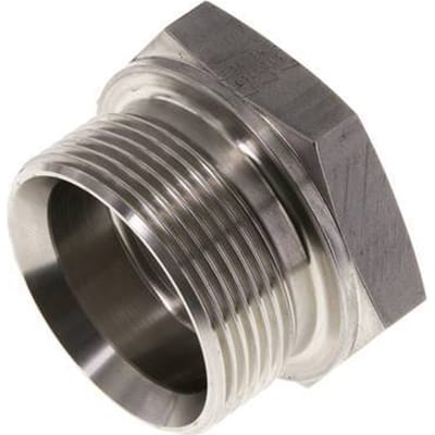 Plug G1 1/2'' RVS met buitenzeskant 60° conus 125 bar (1756.25psi) Hydrauliek