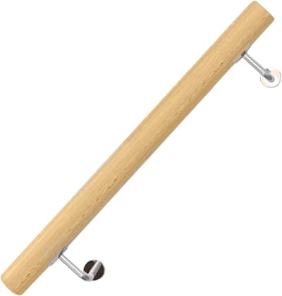 Houten trapleuning - Wandmontage reling - Veilig verplaatsen - Antislip grip design - 48L x 7B cm - Houtkleur