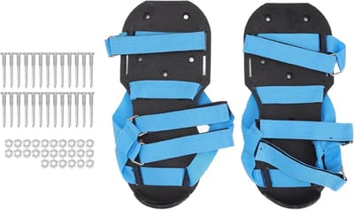 Lucht Prikkers Schoenen - Gras Beluchter - Gezond Gazon Creëren - Verstelbare Nylon Banden - 30 cm - Blauw