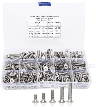 Dailygoods - Set van 260 Roestvrijstalen Verzonken Kopschroeven