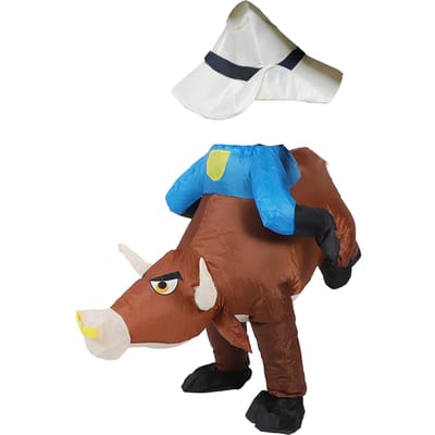 Costume de Taureau Gonflable pour Adultes Costume Amusant de Cavalier de Taureau Gonflable avec Souffleur pour Halloween Cosplay Fête Déguisement Jouet white
