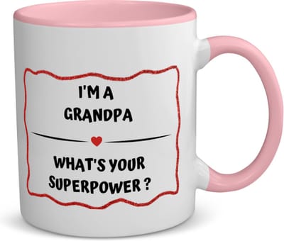 Akyol - i'm a grandpa what's your superpower? koffiemok - theemok - roze - Opa - opa met superkracht - verjaardag - cadeautje voor opa - opa artikelen - kado - geschenk - 350 ML inhoud