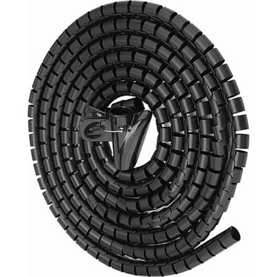 Organiseur de câbles flexible en spirale, protection de câbles, rangement de câbles, blanc, 3 m x 16 mm noir