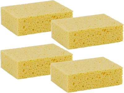 Lifetime Clean Viscose huishoud spons - 4x - geel - 14 x 11 x 3,5 cm - Biologisch afbreekbaar