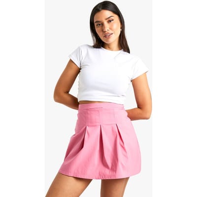 boohoo Dames Hoge Bengaline Geplooide Tennis Skort | Baby Roze | Maat: 36