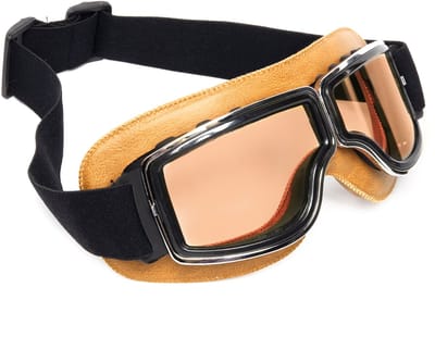 KIMU® Goggles Motorbril Skibril - Bril Caramelbruin Montuur - Bruine Glazen - Leatherlook Pilotenbril Vintage Motor Retro Steampunk Lederen Heren Festival