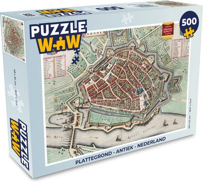 Puzzel Plattegrond - Antiek - Nederland - Legpuzzel - Puzzel 500 stukjes - Stadskaart