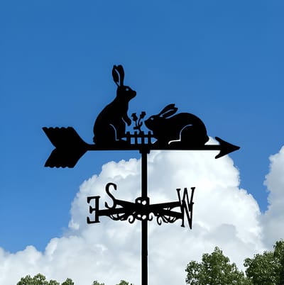 Metalen Windspinner met Dierenmotief - Smeedijzeren Tuin Decoratie voor Buiten - Ornament voor Daktuinen & Binnenplaatsen-Konijnenhol-Belle‘s product-Belle's product