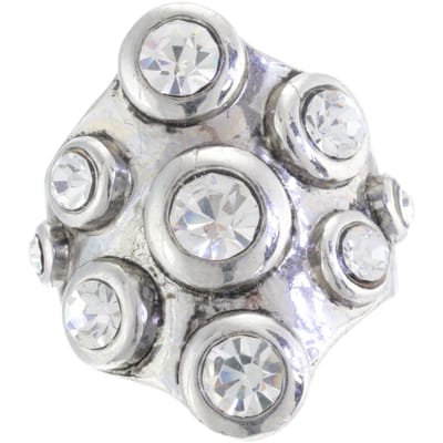 Behave - Ring - Zilverkleurige statement ring met transparante kristallen – Luxe & moderne look
