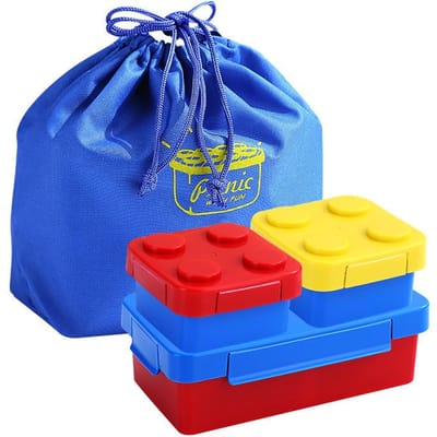 Boîte à lunch portable et étanche en forme de blocs colorés pour enfants et étudiants, compatible micro-ondes, lave-vaisselle, congélateur, anti-fuite