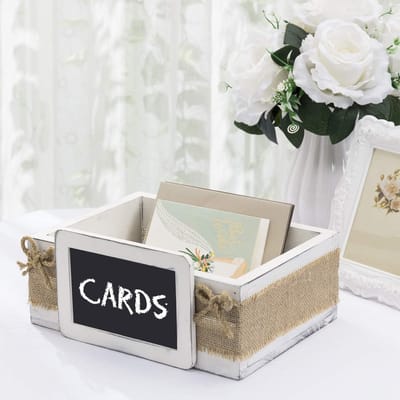 Vintage Wit Houten Decoratie Doosje met Krijtbord Label