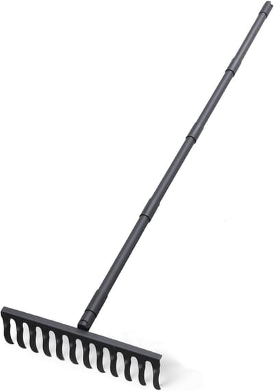 Tuin Houten hark - Bodem egaliseren - Gazon onderhoud - Verstelbare steel - 152 cm lengte - Zwart