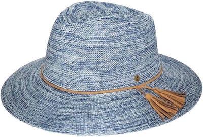 Caroline Fedora – Zonnehoed Dames UV Werend - Maat: M-L: 58 cm - Mixed Blauw