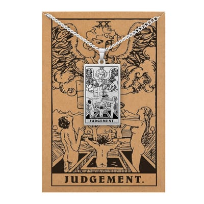 Tarot Ketting XX: Het Oordeel / Judgement - Inclusief Rider-Waite Kaart - Zilverkleurig Stainless Steel - 60cm - Pax Amare