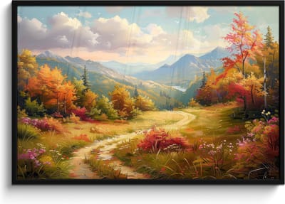 Poster in lijst - Fotolijst 120x80 cm - Posters - Landschap - Illustratie - Natuur - Posterlijst zwart - Decoratie - Wanddecoratie woonkamer - Muurdecoratie slaapkamer
