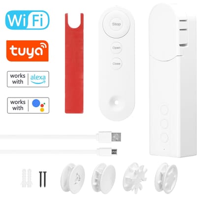Tuya BT Intelligente trekkralengordijnmotor Elektrische rolgordijnen Driver Automatische opener Nr WiFi wit