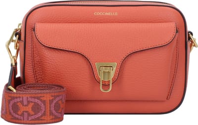 COCCINELLE Leren Schoudertas Beat Soft Ribb Crossbody Bag Grained Leather Grenadine Red Lichtrood