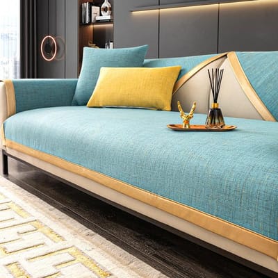Linnen Bankkussen Vier Seizoenen Universeel Antislip Zitkussen Licht Luxe Eenvoudig Modern High-End Bankhoes Stofdichte Stof 45x45 pillowcase1pc