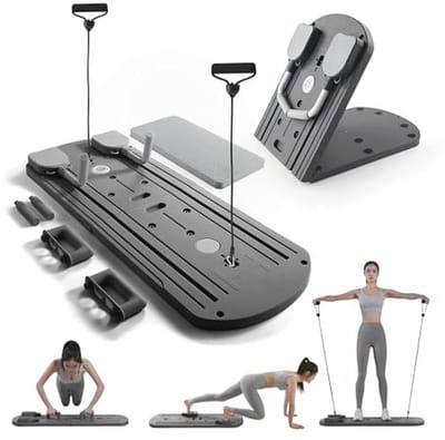 Opvouwbaar Pilates Reformer Machine voor Thuis - Multifunctioneel Pilatesbord met Weerstandsbanden en Push-up Bars