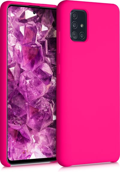 kwmobile telefoonhoesje geschikt voor Samsung Galaxy A51 - Hoesje met siliconen coating - Smartphone case in neon roze