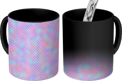 Magische Mok - Foto op Warmte Mokken - Koffiemok - Design - Geometrie - Roze - Magic Mok - Beker - 350 ML - Theemok