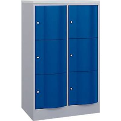 C+P Resisto lockerkast, 2 vakken, 6 vakken, B 772 x D 540 x H 1255 mm, blank aluminium/ gentiaanblauw
