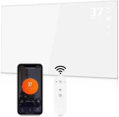NETTLIFE Infrarood Verwarmingspaneel - 600W - Elektrische Verwarmingspaneel - Elektrische kachel - Wit - Verwarmt ruimtes tot 18m2 - LED Display & WiFi App - Automatische uitschakeling bij oververhitting - Wandmontage - voor Slaapkamer | Hotel