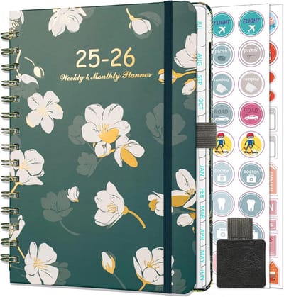 Weekkalender 2025 2026 A5-planner met stickers en penlus