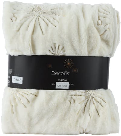 Decoris - Teddy Fleece Plaid - 130x150cm - Off-white - Luxe Fluffy Throw