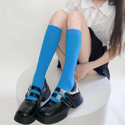 Chaussettes Hautes pour Femmes Kave Nouvelle Mode Chaussettes Colorées Chaussettes Mi-Mollet Chaussettes pour Cosplay Mollets Chaussettes Longues pour Bottes Cadeaux One Size gray