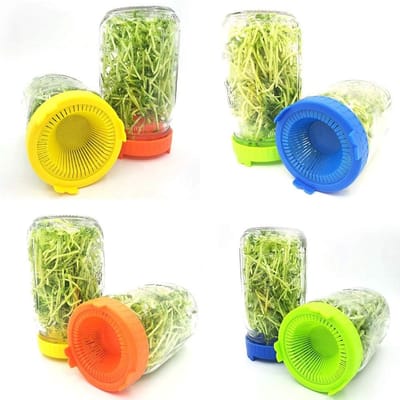 Set van 4 Plastic Kiemdeksels voor Kiempotten, Geschikt voor Bonen, Alfalfa en Saladespruiten