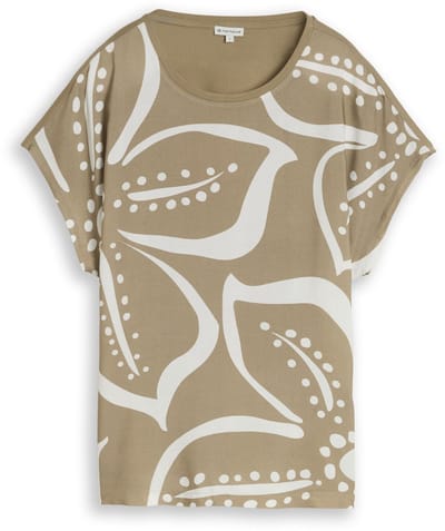Tom Tailor - T-shirt in materiaalmix - Maat XXXL - Silver Olive