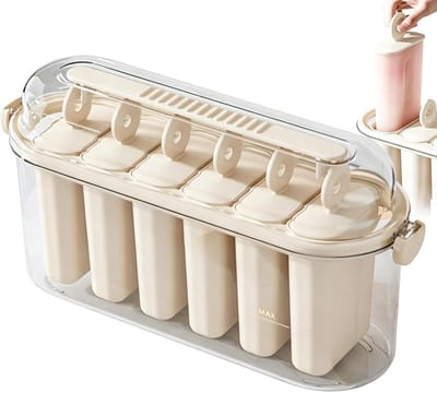 IJsjes Maker - IJs Vorm - Zelfgemaakte Snacks - Anti-aanbaklaag - 6 Vakken - Wit