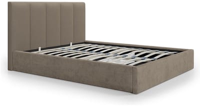 Vente-unique Bed met opbergruimte stof taupe 180 x 200 cm (Super King Size Bed)