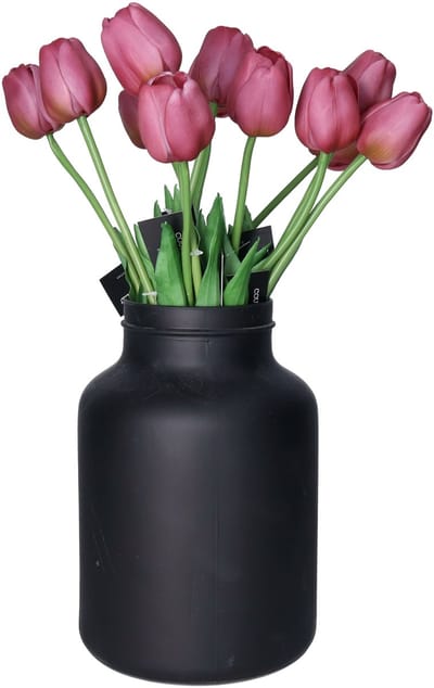 Countryfield Kunstbloemen bosje Tulp Tulipa - 5x - 44 cm - paars - Real Touch - kunst zijdebloemen