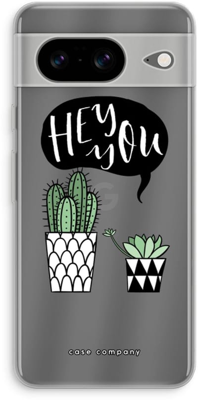 Case Company® - Hoesje geschikt voor Google Pixel 8 hoesje - Hey you cactus - Soft Cover Telefoonhoesje - Bescherming aan alle Kanten en Schermrand