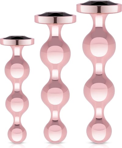 Rosy Gold - Metalen Buttplugset 3 stuks - Roségoud