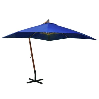 vidaXL - Zweefparasol - met - paal - 3x3 - m - massief - vurenhout - azuurblauw