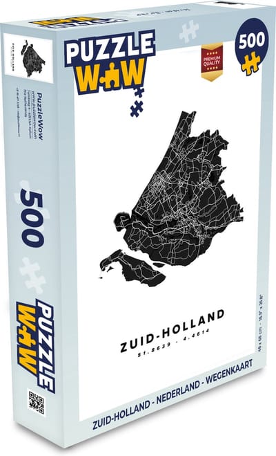Puzzel Zuid-Holland - Nederland - Wegenkaart - Legpuzzel - Puzzel 500 stukjes