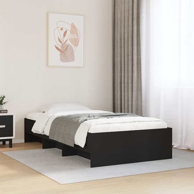 vidaXL - Bedframe - bewerkt - hout - zwart - 75x190 - cm