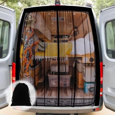 PromoHome Magnetische Vliegenhor Auto – Universeel Muggennet met Middenmagneet Sluiting – Voor Camper, Zijdeur & Kofferbak – Insectenwerend & Ventilerend – 165 x 165 cm