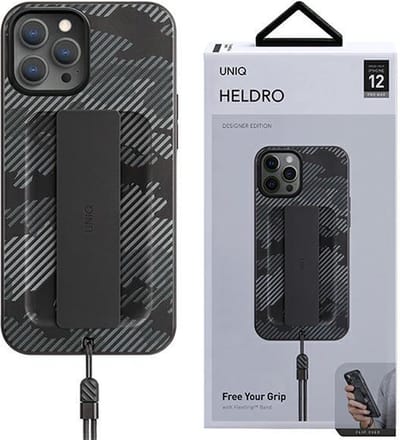 UNIQ Heldro iPhone 12 Pro Max 6.7  hoesje zwart camo/houtskool camo Antimicrobieel