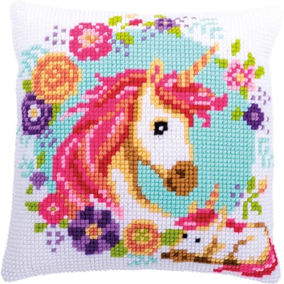 Vervaco - Kruissteekkussen kit - Moeder en baby eenhoorn - PN-0186593 - Borduren - Borduurpakket - Borduurpakket volwassenen - Borduurpakket kind